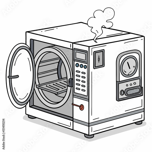 Creative Autoclave Vector Illustration | Clean and Professional Design for Sterilization, Medical Equipment, and Laboratory Safety Projects