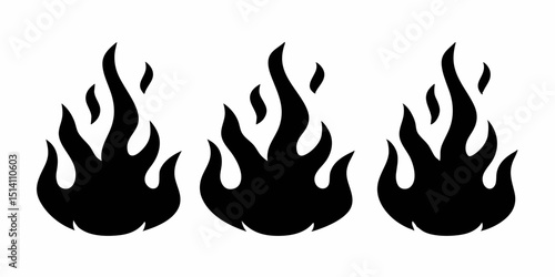 Three flames fire hot burn heat bonfire danger flame vector