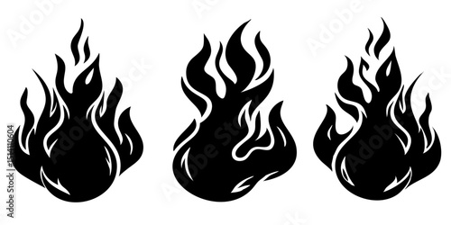 Three flames fire hot burn heat bonfire danger flame vector