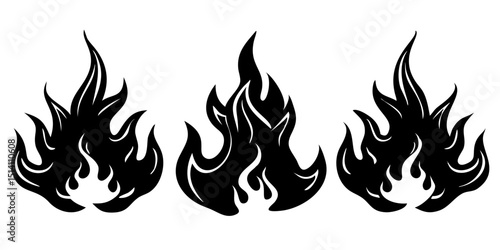 Three flames fire hot burn heat bonfire danger flame vector