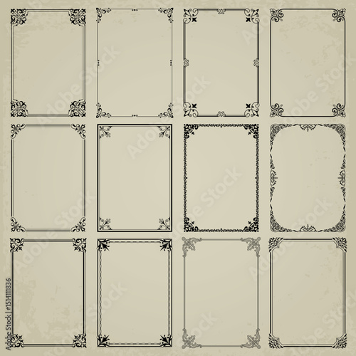 Decorative frames and borders rectangle proportions set 10