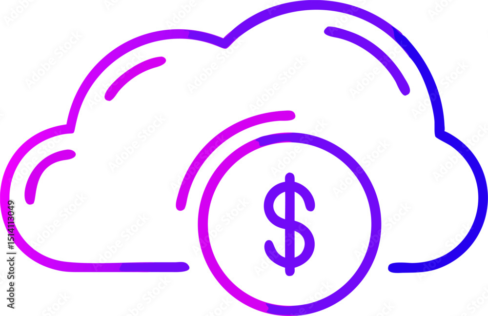 Cloud computing financial savings money icon design Cloud computing financial savings money icon design