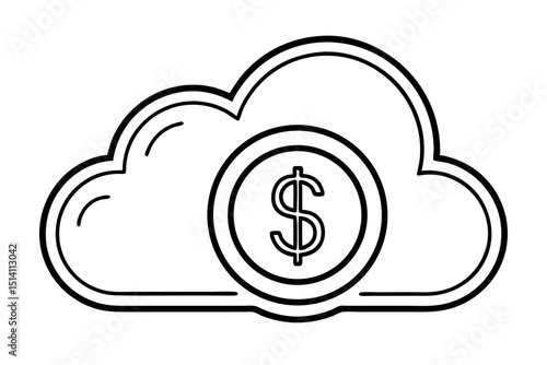 Cloud computing financial icon money savings dollar sign