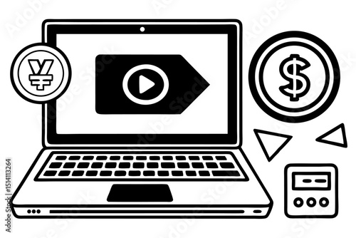 Online video monetization laptop yen dollar currency