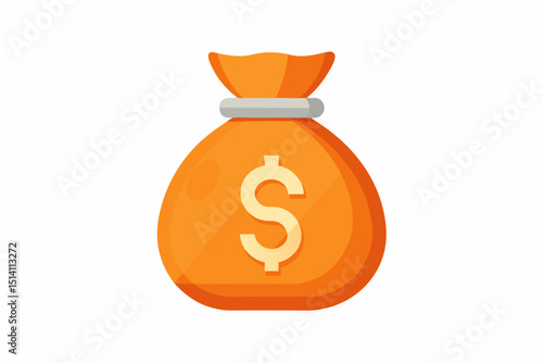 Orange money bag icon financial savings investment wealth