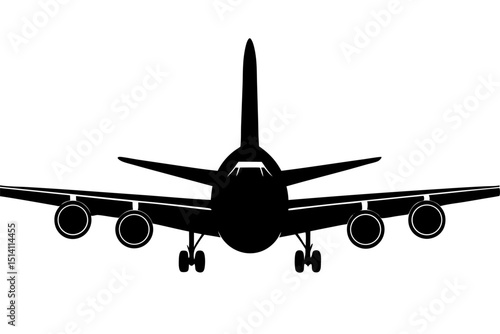 Airplane silhouette front view landing gear down