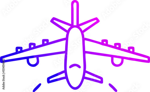 Airplane icon gradient purple blue travel flight journey
