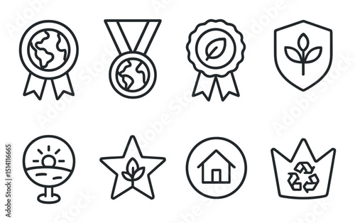 Eco-friendly outline icons set – sustainable, environment and green design symbols