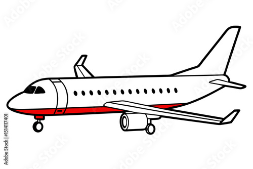 Airplane illustration simple design white red travel flight journey