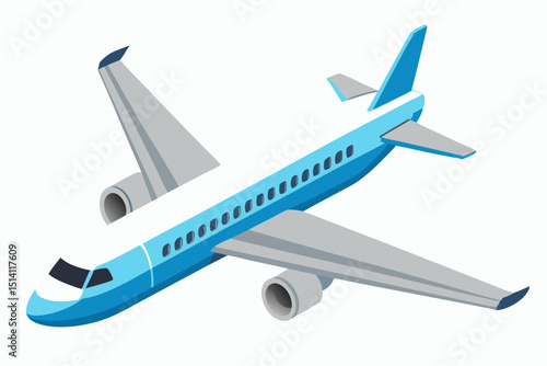 Isometric illustration of a modern passenger airplane in flight
