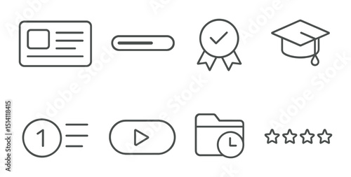 Course dashboard linear icons set – outline, education, learning management symbols