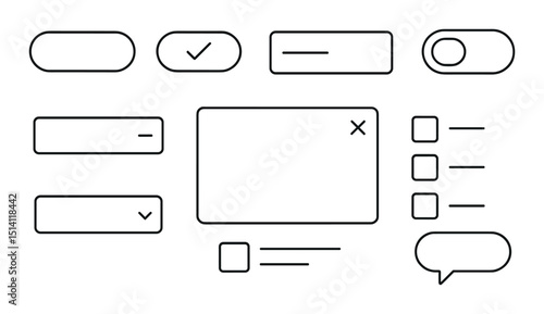 Ui elements linear icons set – outline, interface, and web design graphics