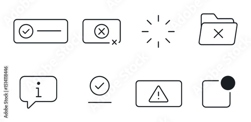 Ui feedback outline icons set – alerts, notifications, and user interface symbols