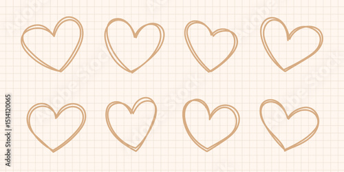 Vector Hand Drawn Heart Icon Collection