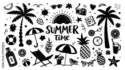  Summer Time Vector Doodles: Beach Holiday Fun