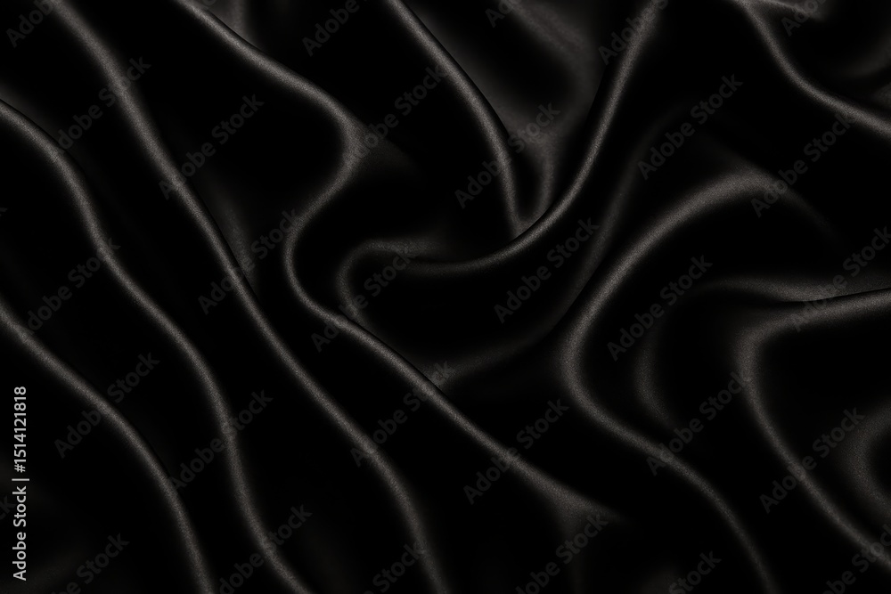 Obraz premium Luxurious Black Silk Deep Rich Black Satin Fabric with Elegant Folds and Soft Highlights Creating a Sophisticated and Sensual Background Texture