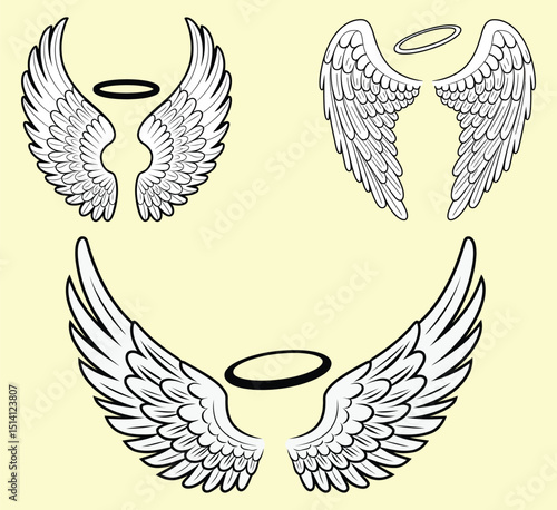 Angel Wings Vector Icon Set
