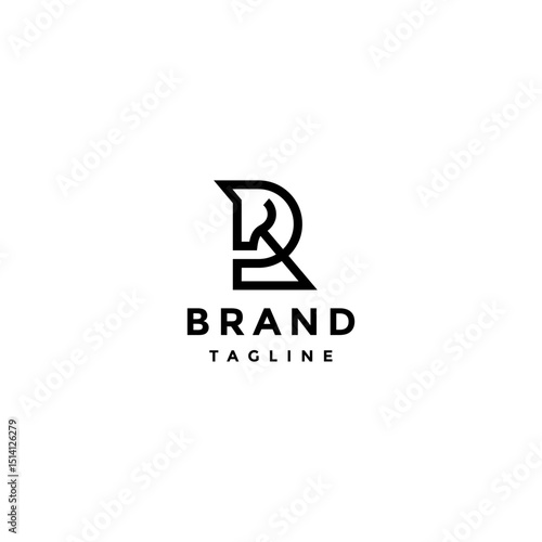 Black Horse Head Line Letter R Logo Design. Initials Line Letter R Horse Head Logo Design.