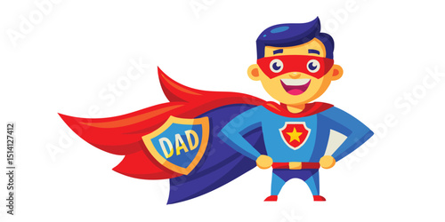 Super Dad Mask with Red Cape Illustration Art & Illustration
