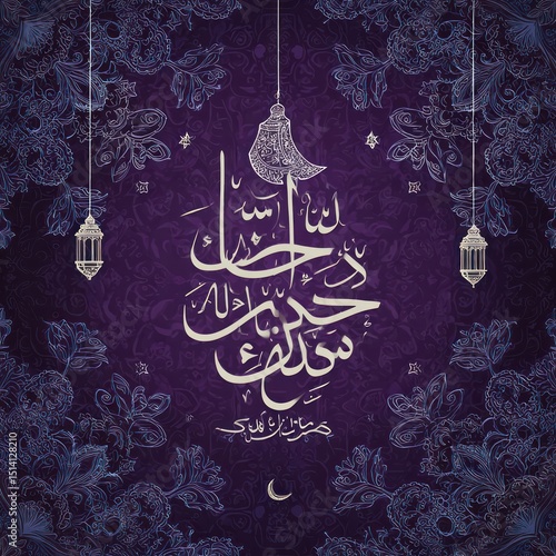 Eid Mubarak Eid al adha Eid al fitr Islamic calligraphy design with decorative elements.