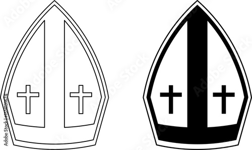 outline silhouette Mitre icon set
