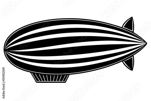 Black and white striped zeppelin airship illustration