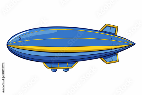 Blue and yellow cartoon airship blimp illustration