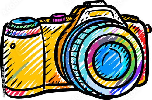 Colorful doodle camera photography fun bright vivid