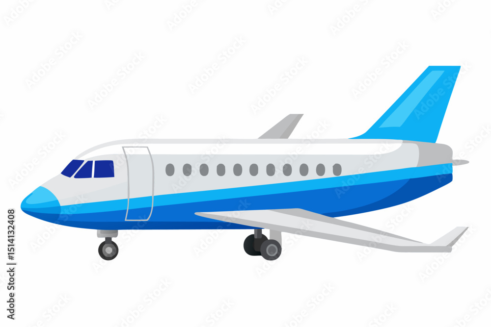 Modern airplane design blue and white jet aircraft Modern airplane design blue and white jet aircraft