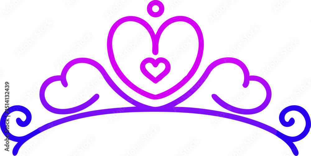 Obraz premium Pretty purple and pink heart tiara crown design