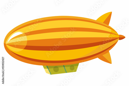 Orange striped blimp air ship cartoon illustration