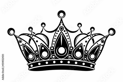 Ornate black and white royal crown design
