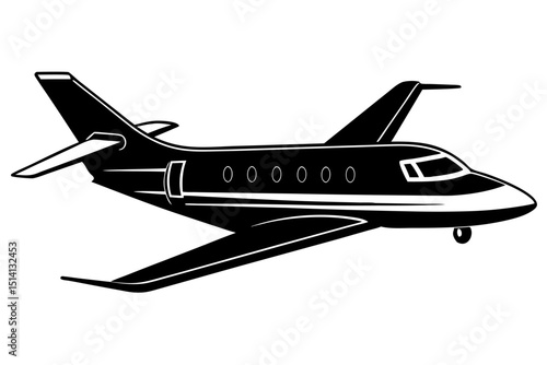 Private jet airplane silhouette icon vector illustration