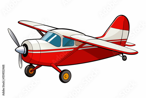 Red and white cartoon airplane propeller plane flight travel aviation