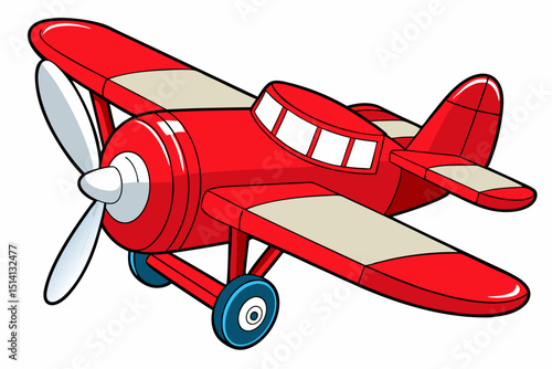 Red airplane cartoon illustration flying vehicle travel