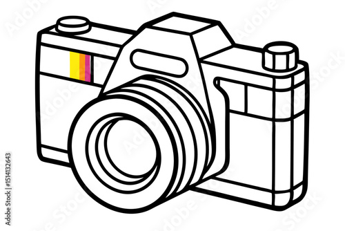 Vintage film camera illustration line art design