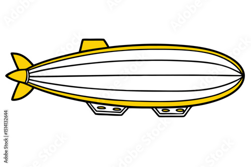 Yellow and white cartoon airship zeppelin blimp illustration