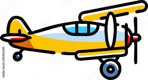 Yellow biplane cartoon airplane illustration