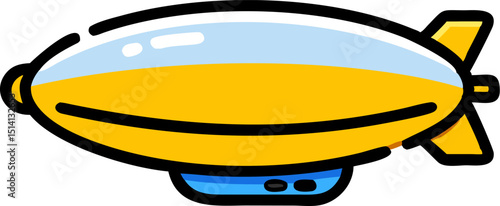 Yellow cartoon blimp air ship floating transportation