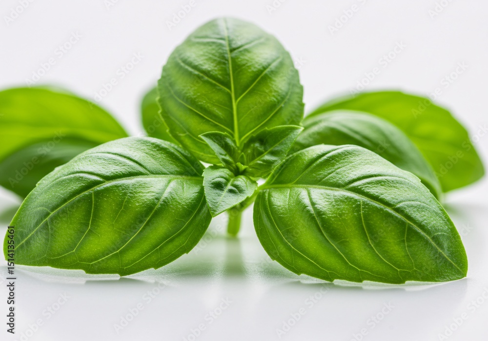 Fototapeta premium Fresh Green Basil Leaves Culinary Herb Close-Up