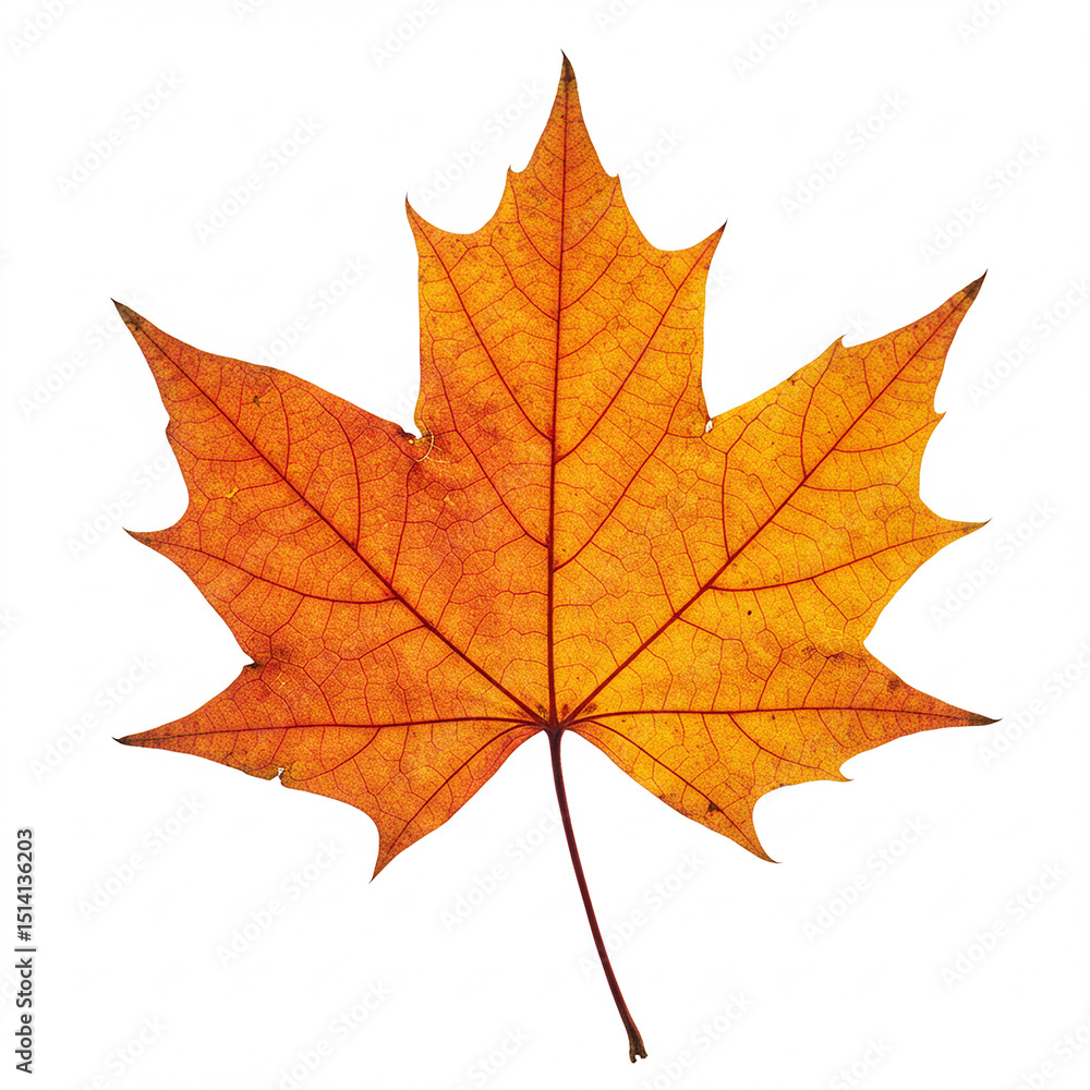 Orange autumn maple leaf isolated on white background Orange autumn maple leaf isolated on white background