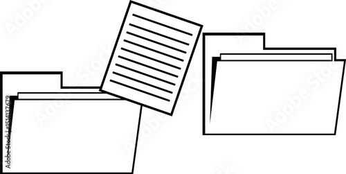 vector illustration drawing black and white icon copy paste transfer computer folder file concept