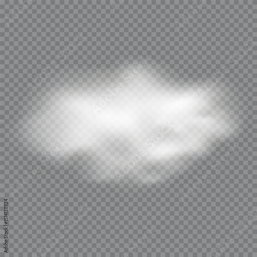 Realistic fluffy white clouds and smoke, fog. Vector illustration