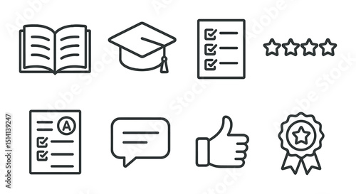 Educational line icons set – outline, learning and academic symbols for schools