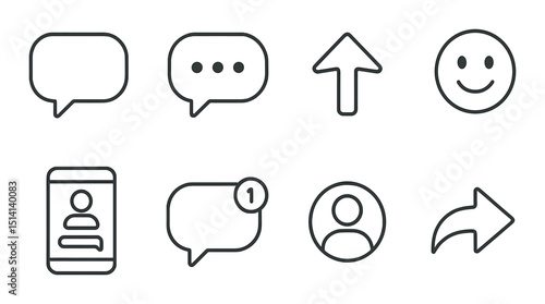 Simple chat silhouette icons set – messaging, communication, conversation designs