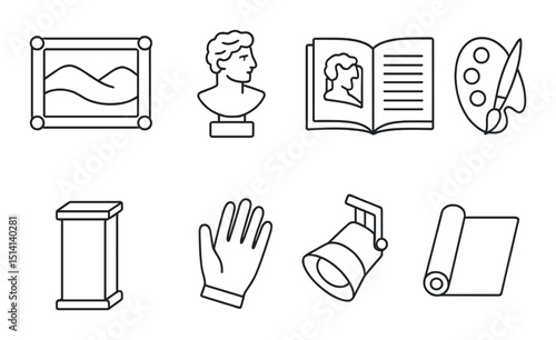 Art tools outline icons set – simple, creative design and drawing symbols