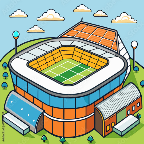 Isometric stadium colorful cartoon