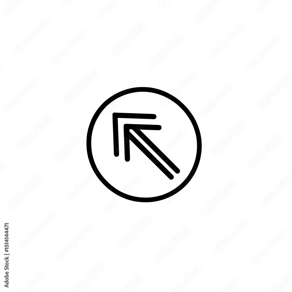 Up-left arrow within a circle icon for directional or return navigation in minimalist UI systems Up-left arrow within a circle icon for directional or return navigation in minimalist UI systems