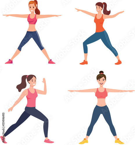 set of fitness aerobics women
