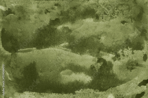 Green olive moss army swamp khaki color abstract watercolor water. Art background. Daub grunge smear blob blot smudge wet. Brush spot stain splash. Design.